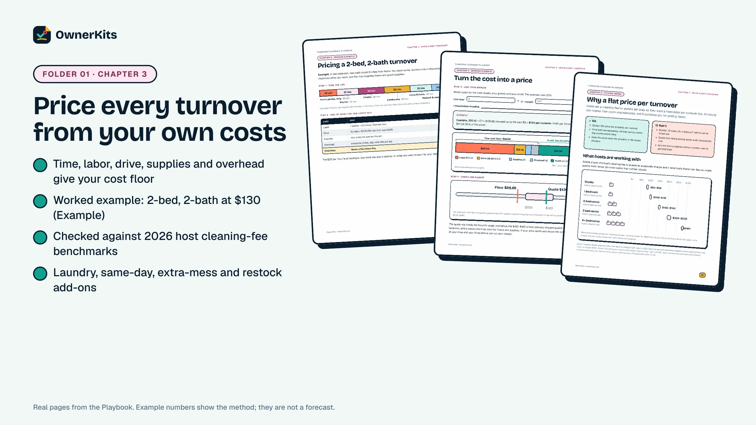 Playbook chapter 3 pages: pricing a 2-bed, 2-bath turnover from your own costs