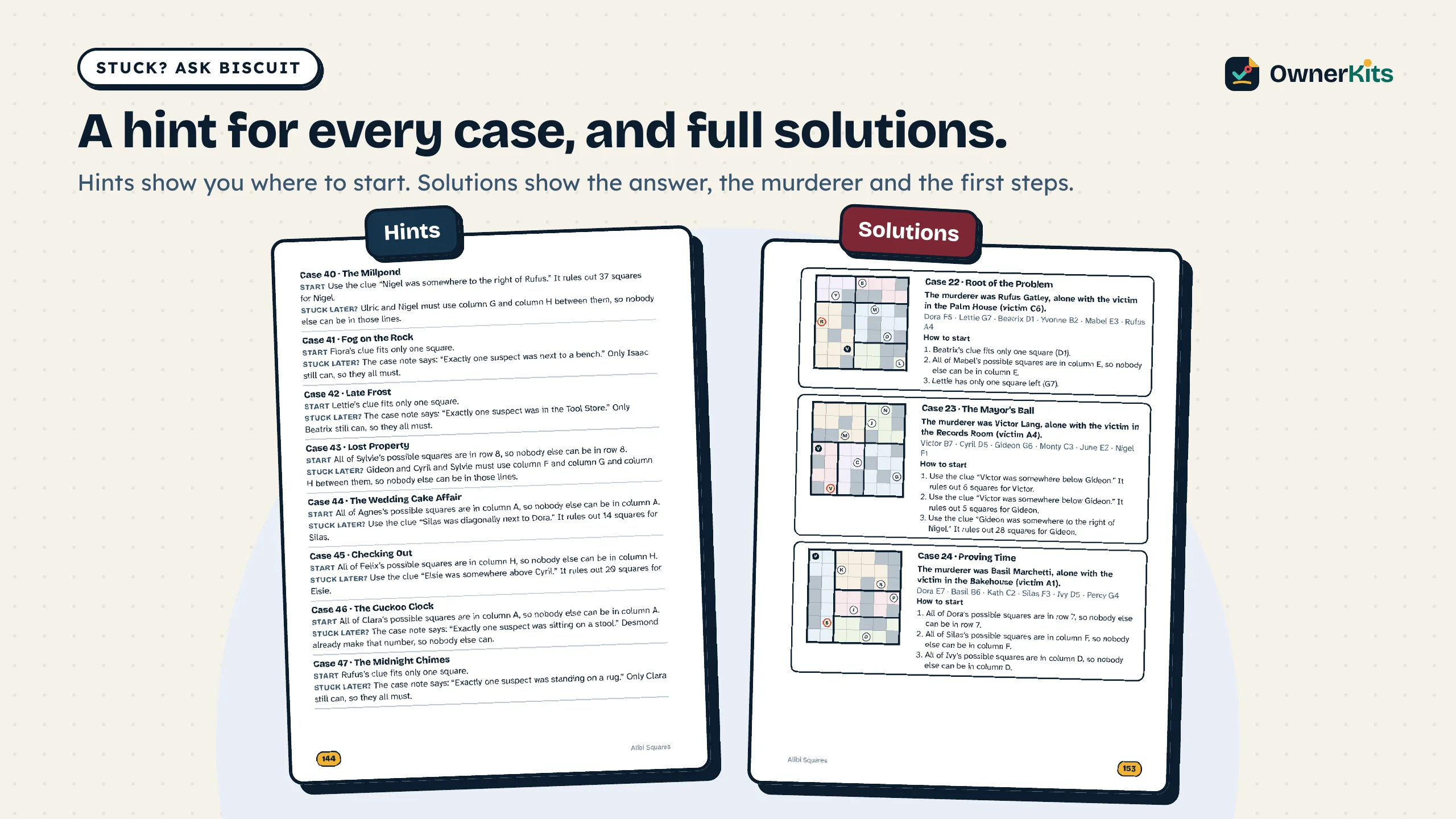 A hints page and a solutions page
