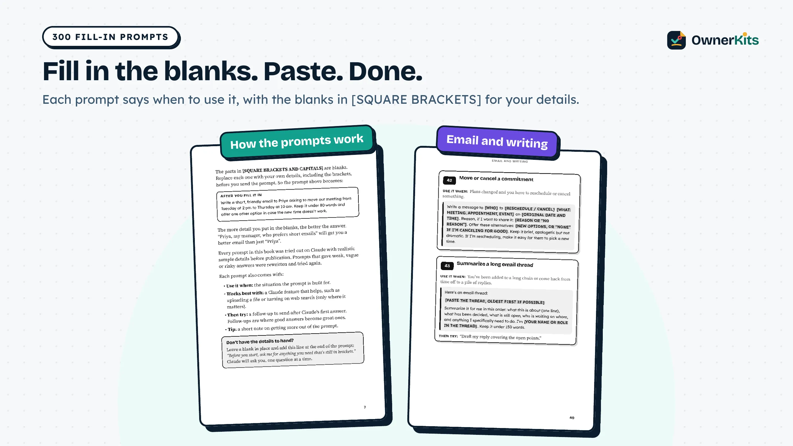 How the prompts work and a page of email and writing prompts