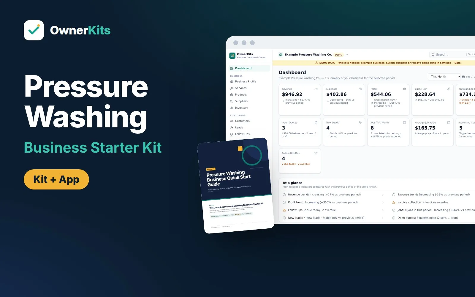 Pressure Washing Business Starter Kit: kit folders, Pricing Calculator and the Business Command Center app